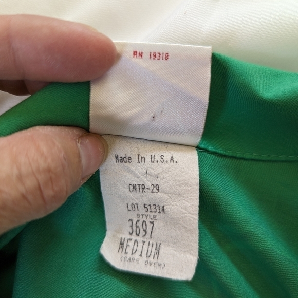 Vintage GW Division of Graff Tropical Green Floral Half Button Blouse Top Size M - Picture 7 of 14